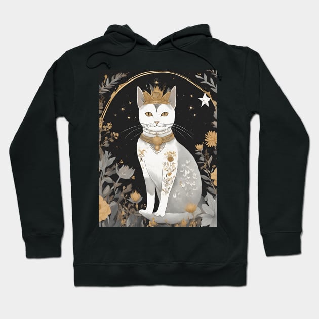 Royal Feline - Cat with Crown and Flowers Hoodie by Alihassan-Art